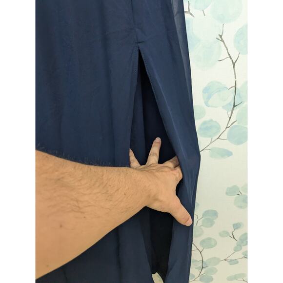 Birdy Grey Women's Size Large Grace Convertible Strap Maxi Dress Navy Blue Slit - Picture 8 of 10